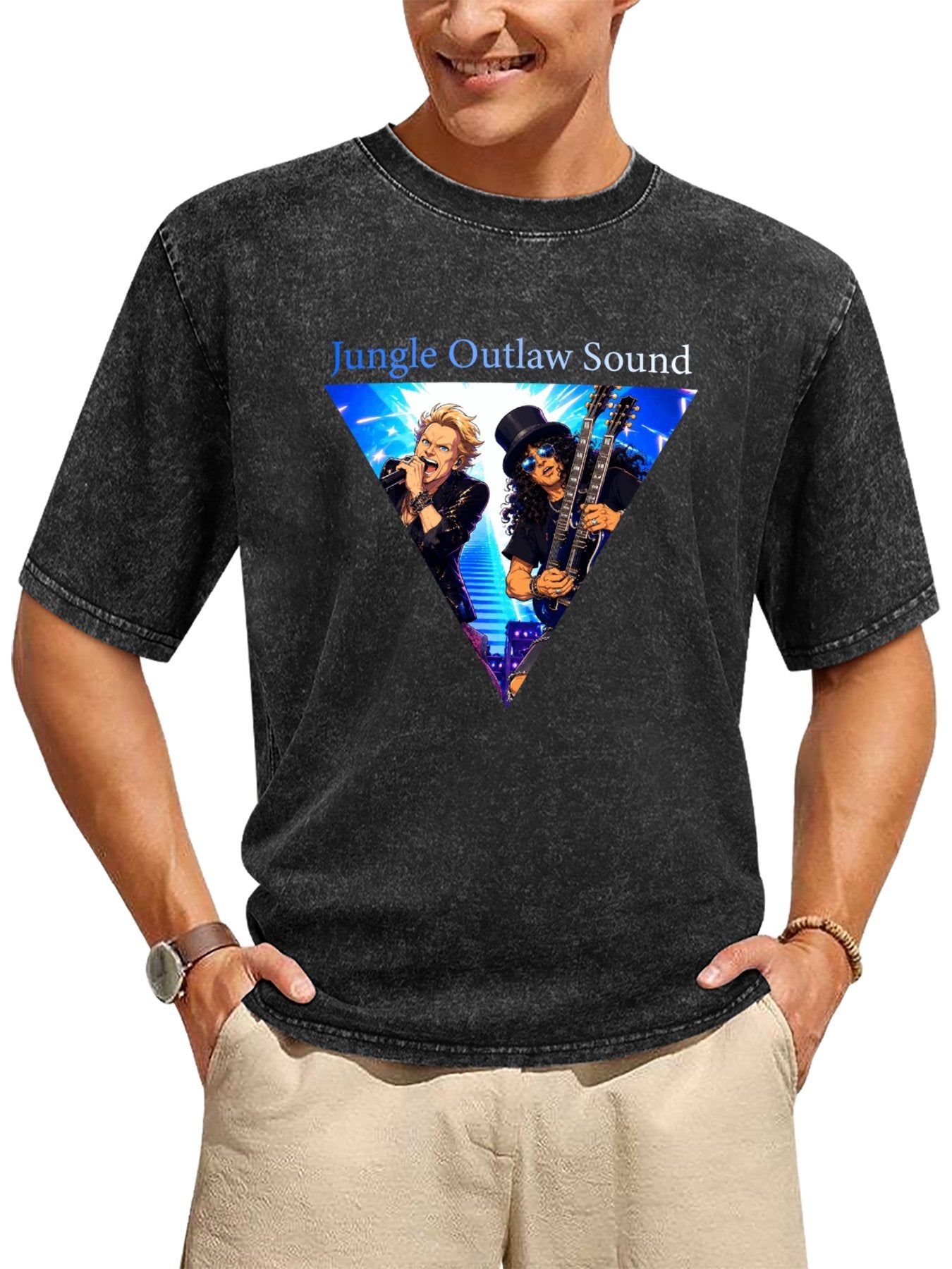 Vintage Washed Jungle Outlaw Sound Rock Duo Graphic T-Shirt Secondary image
