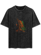 Abstract Line Art Graphic Washed T-Shirt