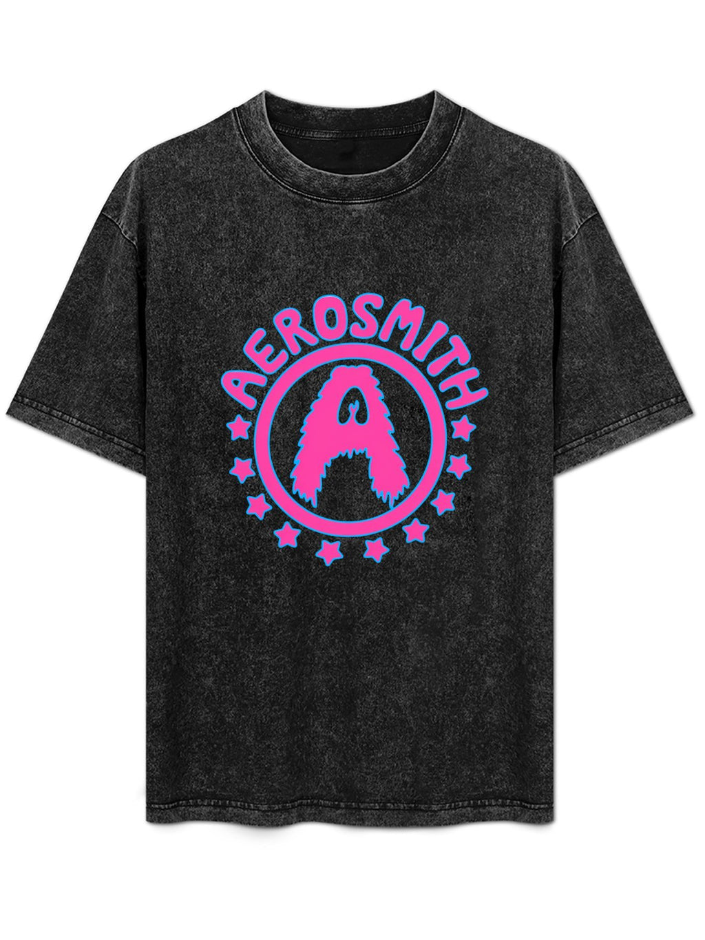 Aerosmith Neon Pink Star Circle Logo Graphic T-Shirt