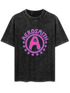 Aerosmith Neon Pink Star Circle Logo Graphic T-Shirt