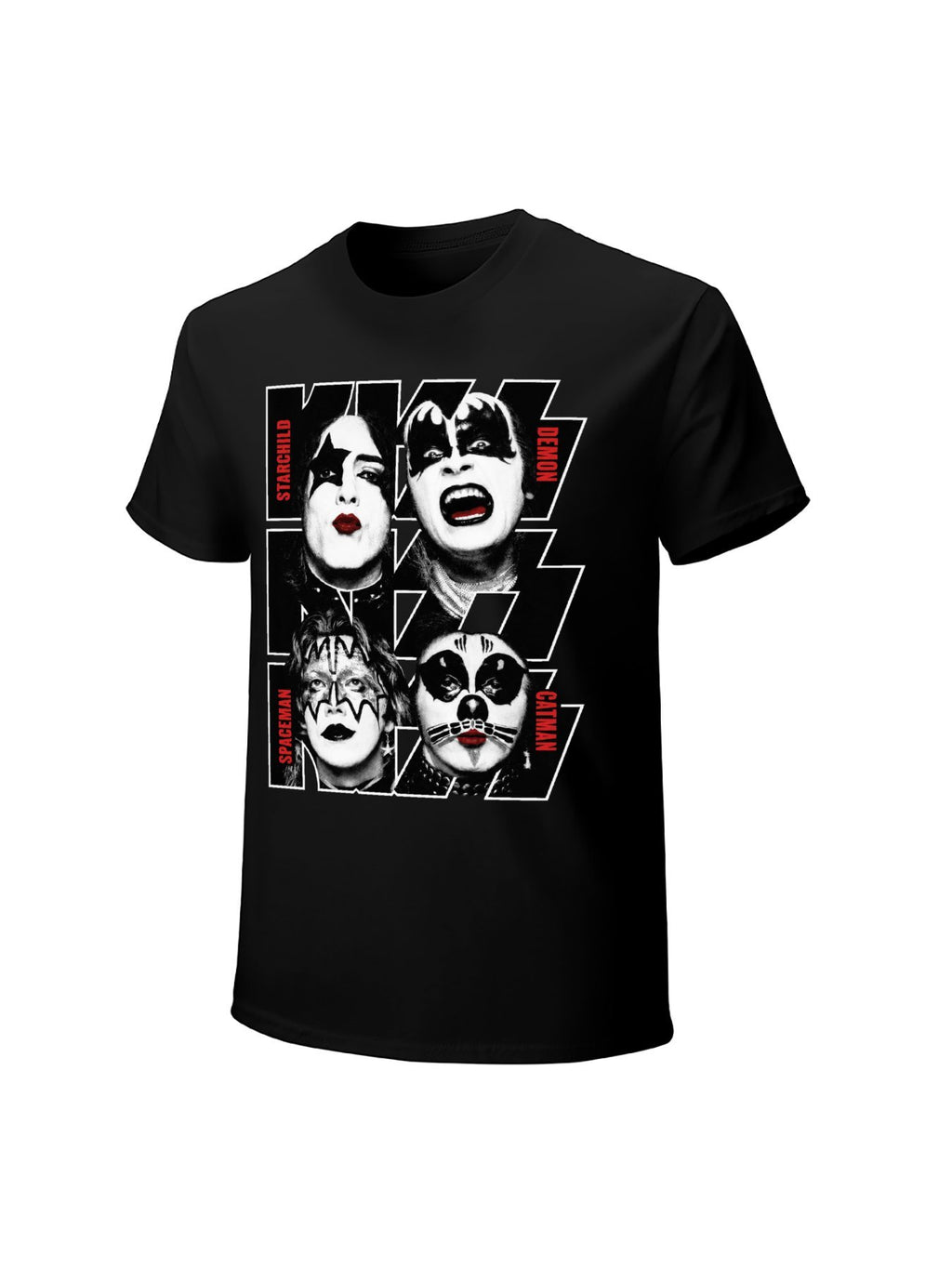 KISS Four Faces Band Portrait Graphic T-Shirt