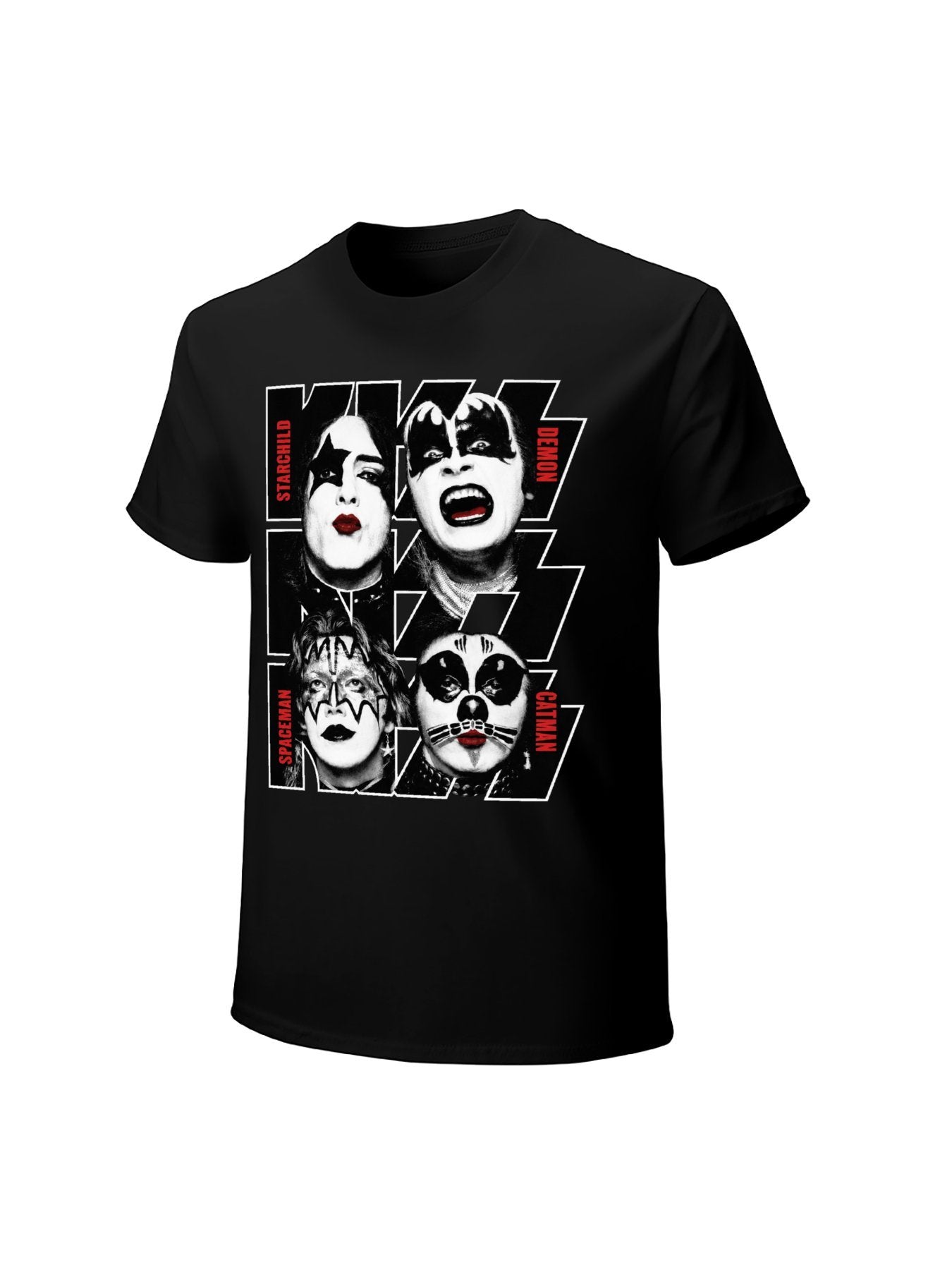 KISS Four Faces Band Portrait Graphic T-Shirt