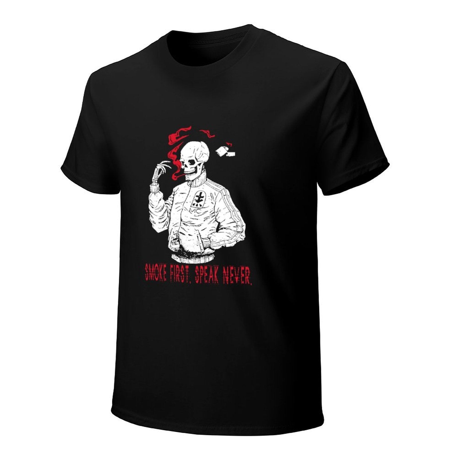 Smoke First Speak Never Skull Graphic T-Shirt