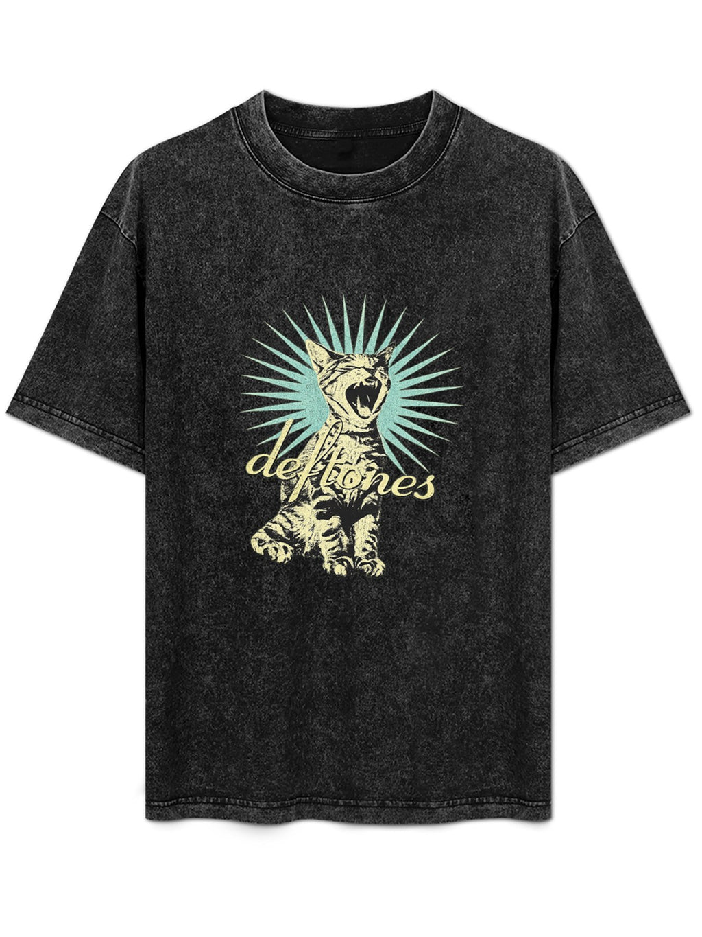 Deftones Cat Graphic Washed T-Shirt