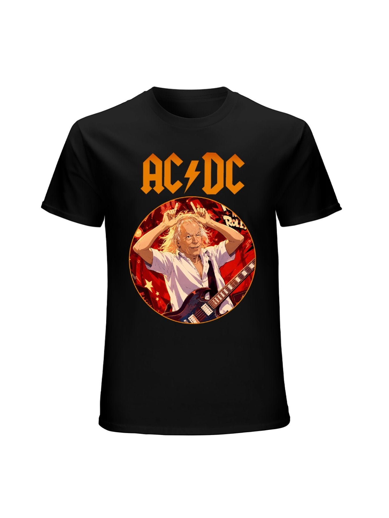 AC/DC Rock Guitarist Circle Graphic T-Shirt