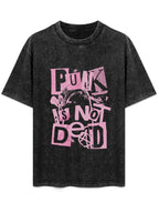 Vintage Washed Punk Is Not Dead Collage Graphic T-Shirt