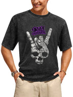Vintage Washed Ozzy Osbourne Typography Rock Hand Graphic T-Shirt