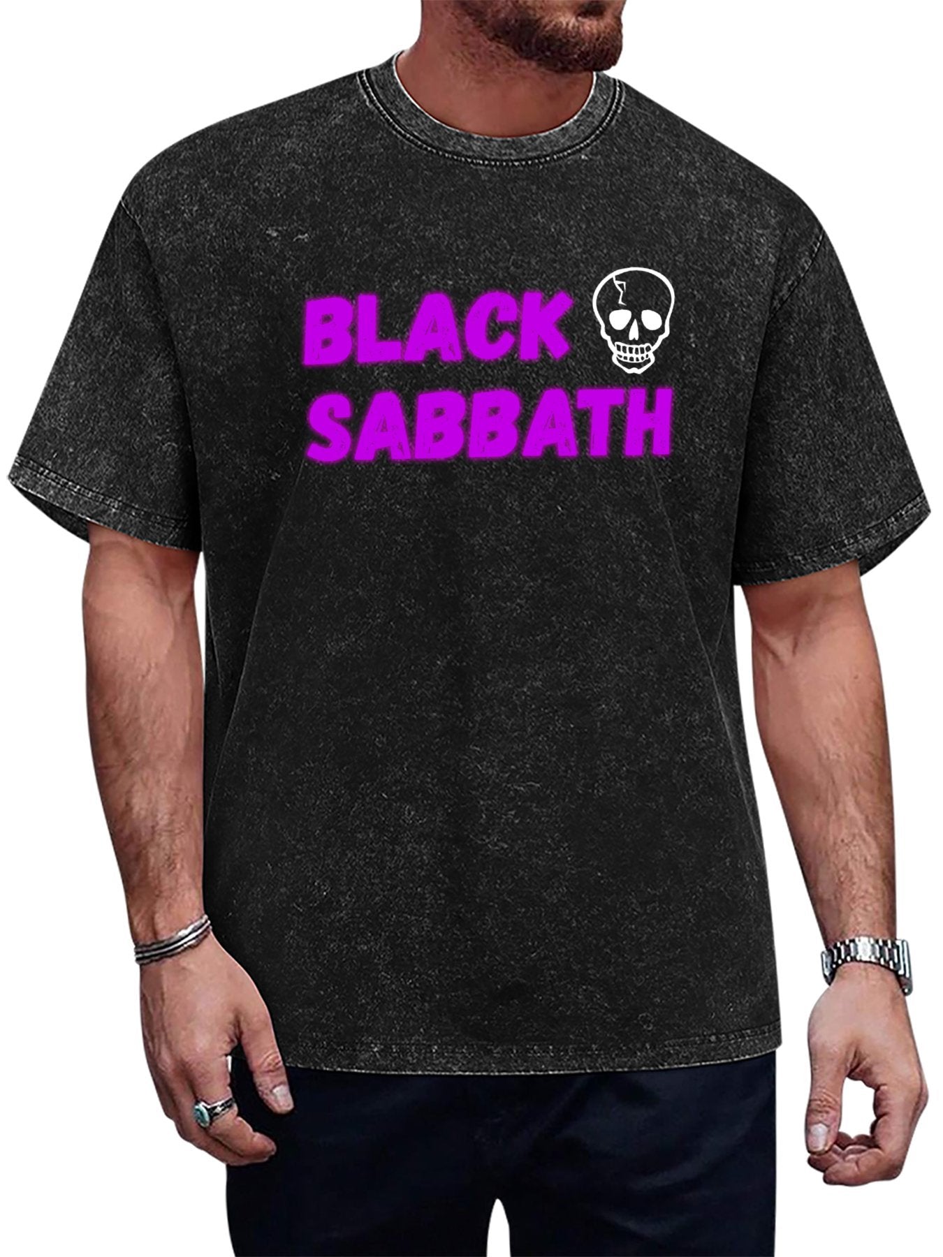 Vintage Washed Black Sabbath Skull Graphic T-Shirt Main image