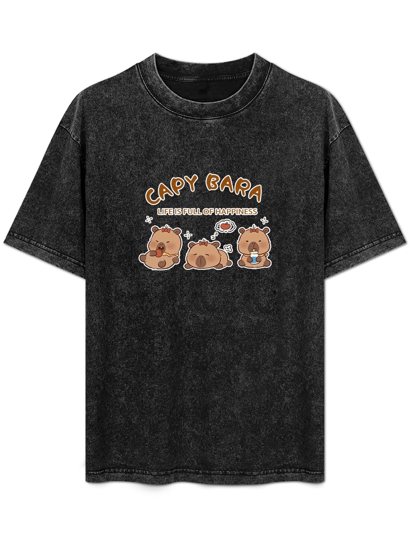 Capy Bara Happiness Graphic Washed T-Shirt