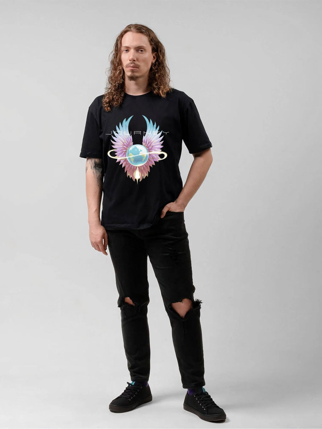 Journey Celestial Wings Globe Dreamscape Graphic T-Shirt