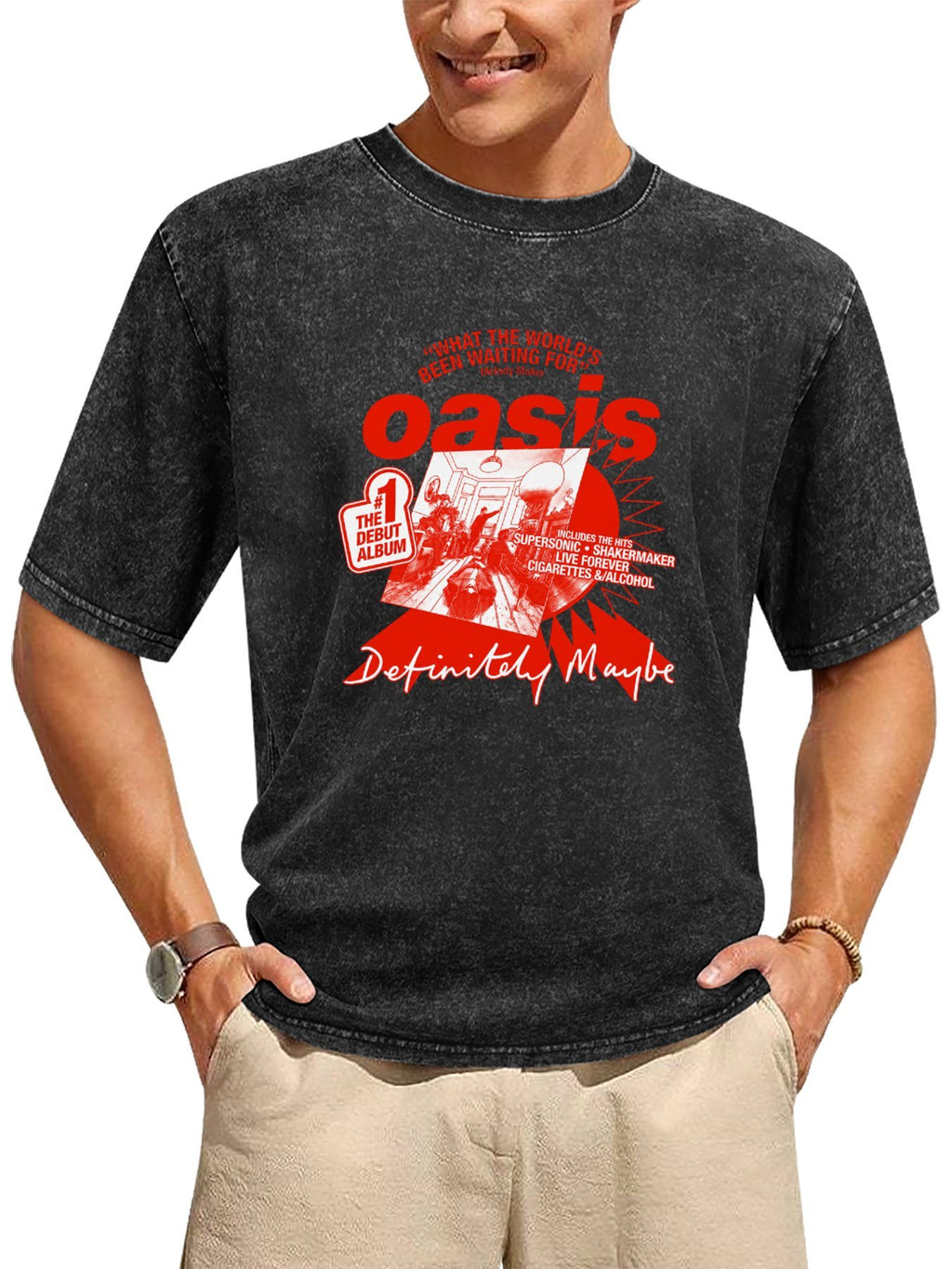 Oasis Definitely Maybe Debut Album Collage Graphic T-Shirt
