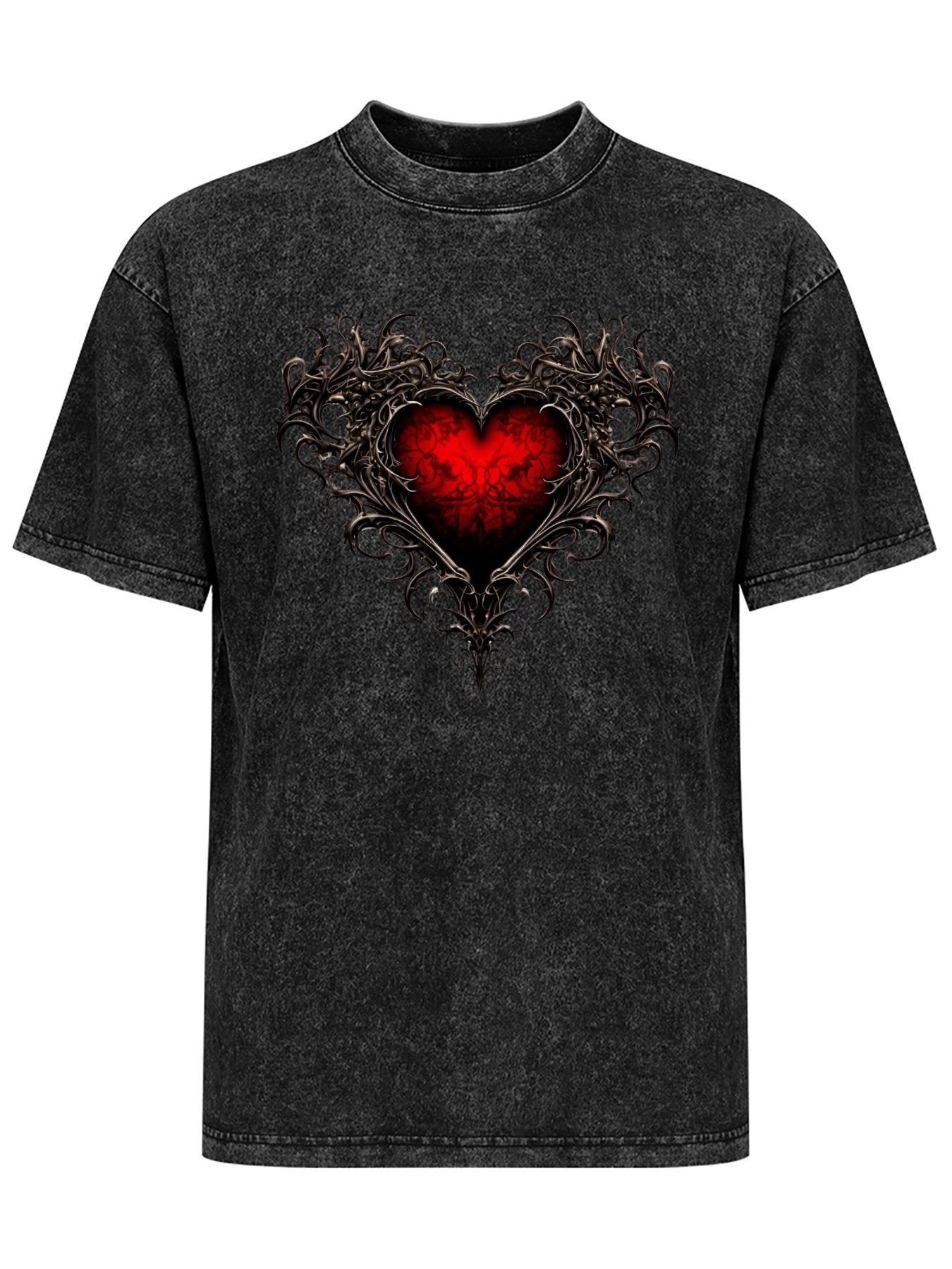 Vintage Washed Gothic Red Heart Graphic T-Shirt