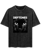 Vintage Washed Deftones Black Cat Graphic T-Shirt