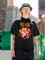 AC/DC Rock Guitarist Circle Graphic T-Shirt