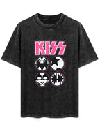 KISS Pink Logo Face Icons Graphic T-Shirt