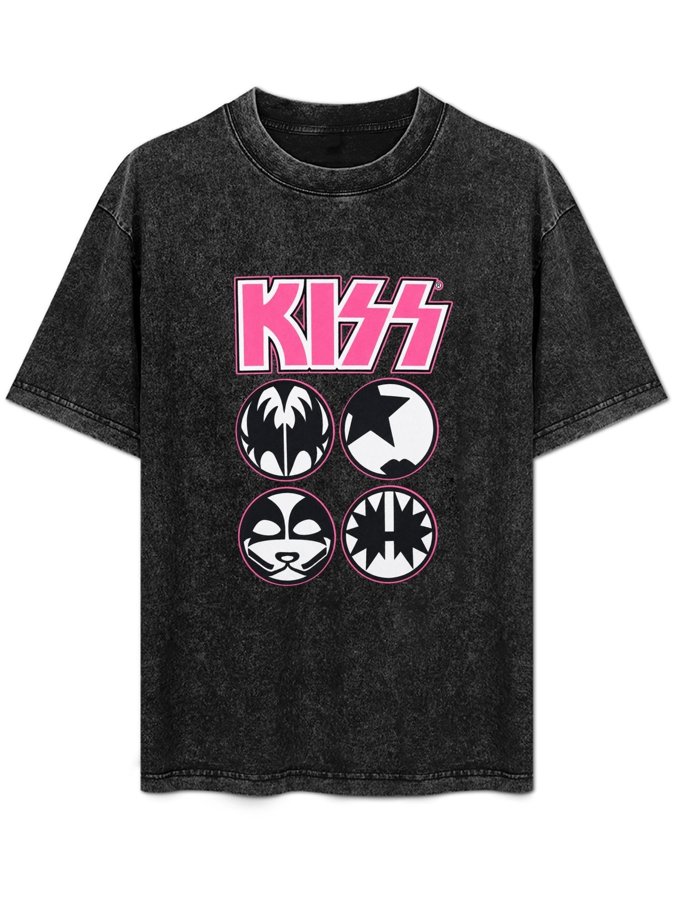 KISS Pink Logo Face Icons Graphic T-Shirt