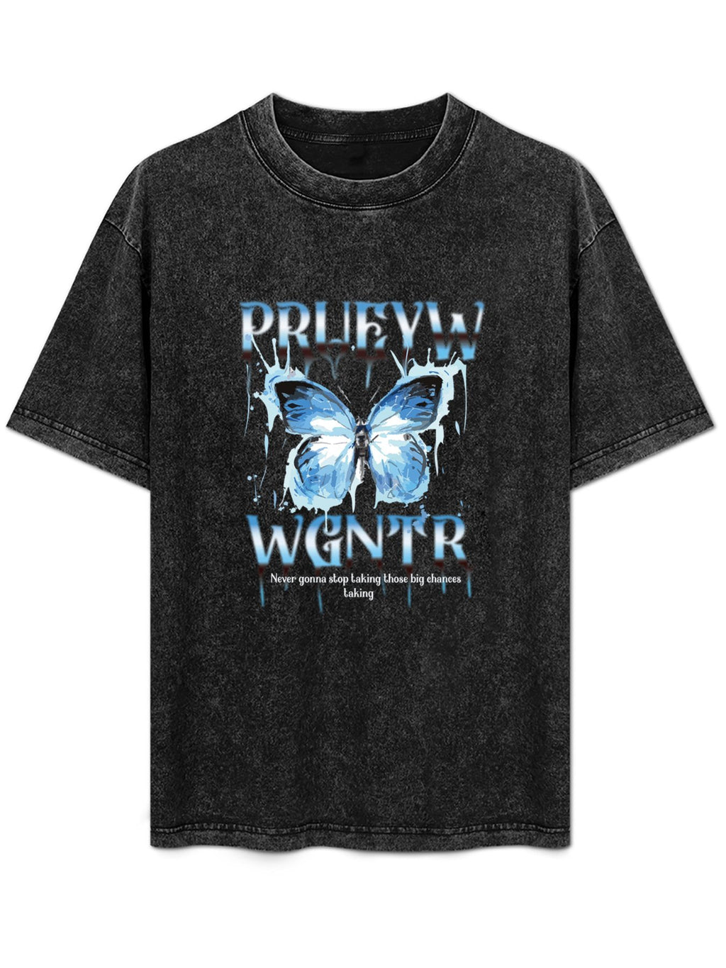 Blue Butterfly Graphic Vintage Washed T-Shirt