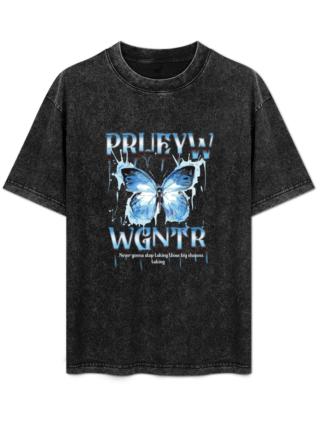 Blue Butterfly Graphic Vintage Washed T-Shirt