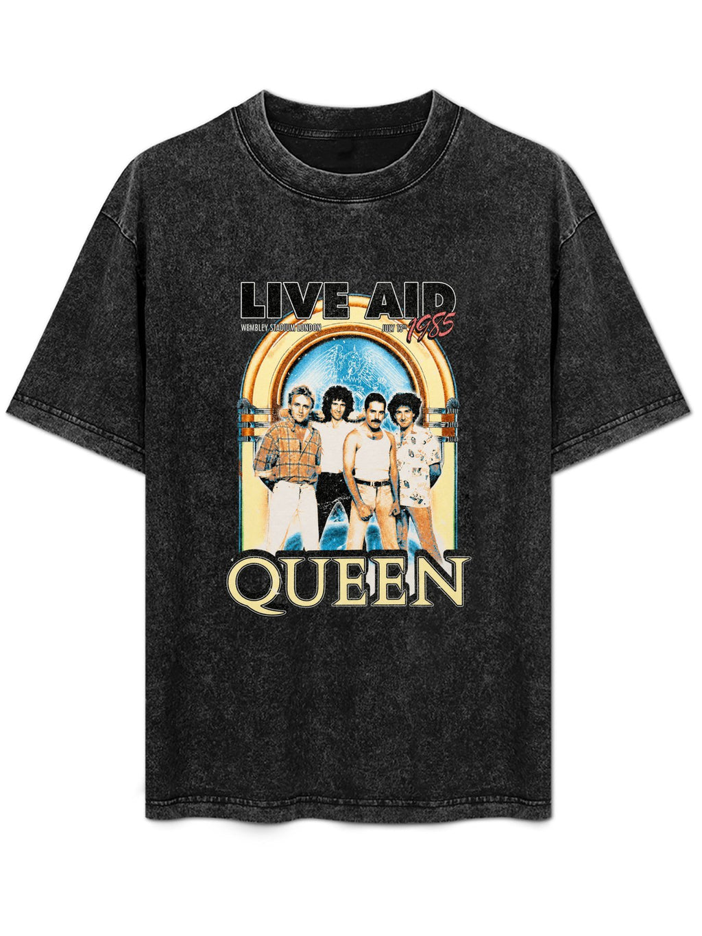 Queen Live Aid 1985 Wembley Band Portrait Graphic T-Shirt