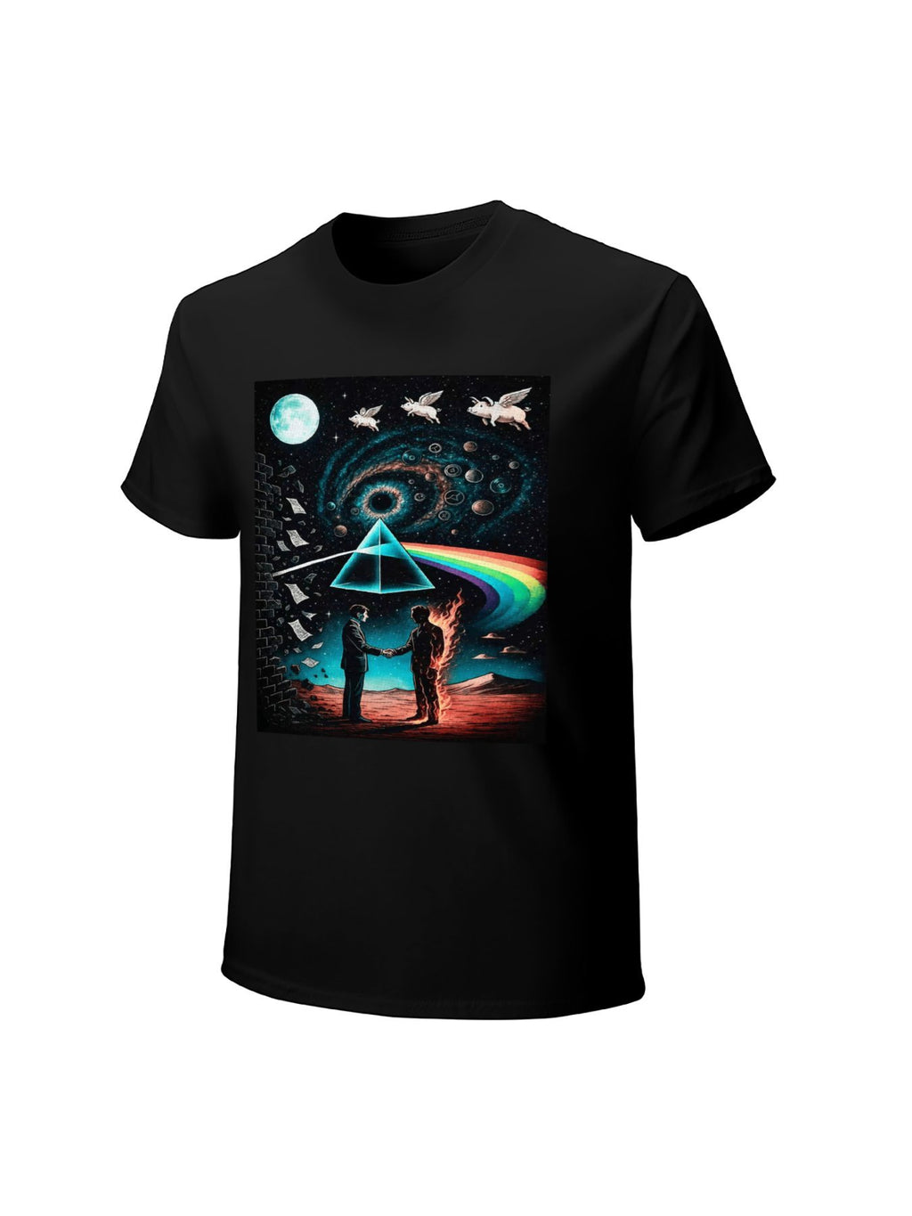 Pink Floyd Prism Handshake Surreal Rock T-Shirt