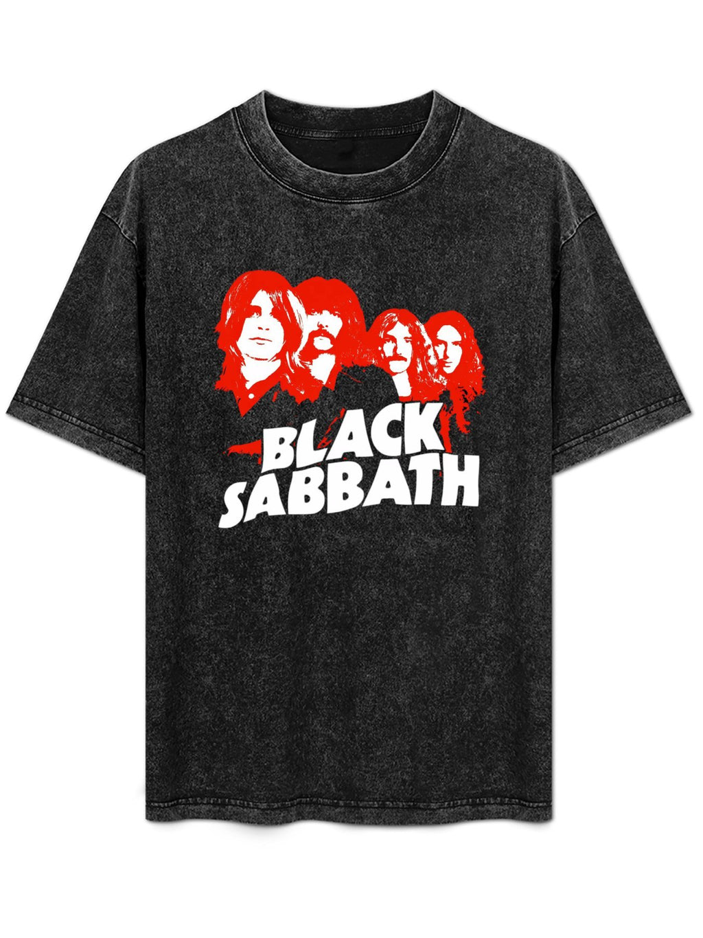 Vintage Washed Black Sabbath Red Band Portrait Graphic T-Shirt