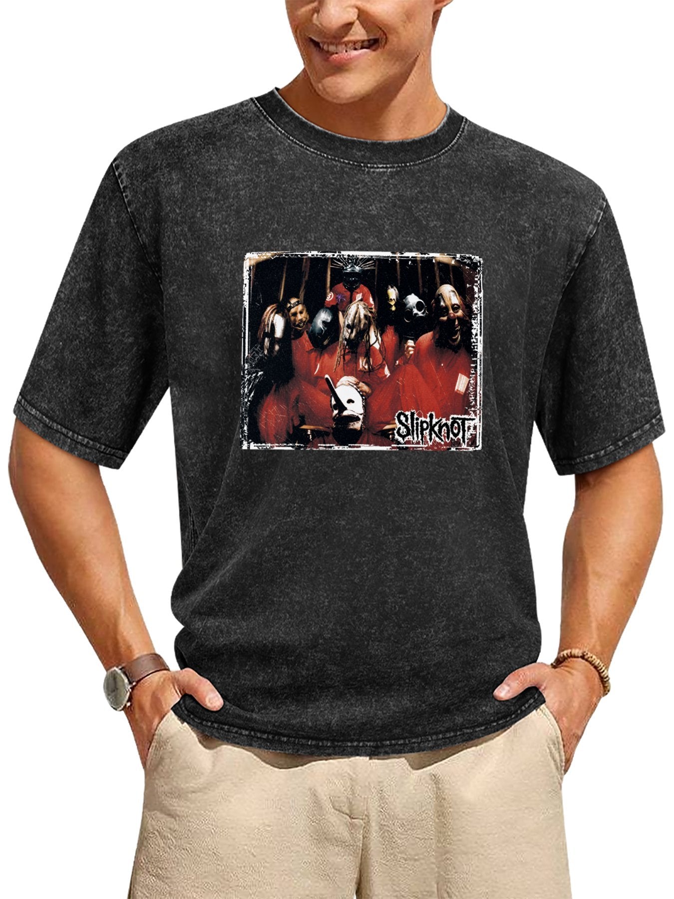 Slipknot Masked Band Group Photo Graphic T-Shirt Secondary image