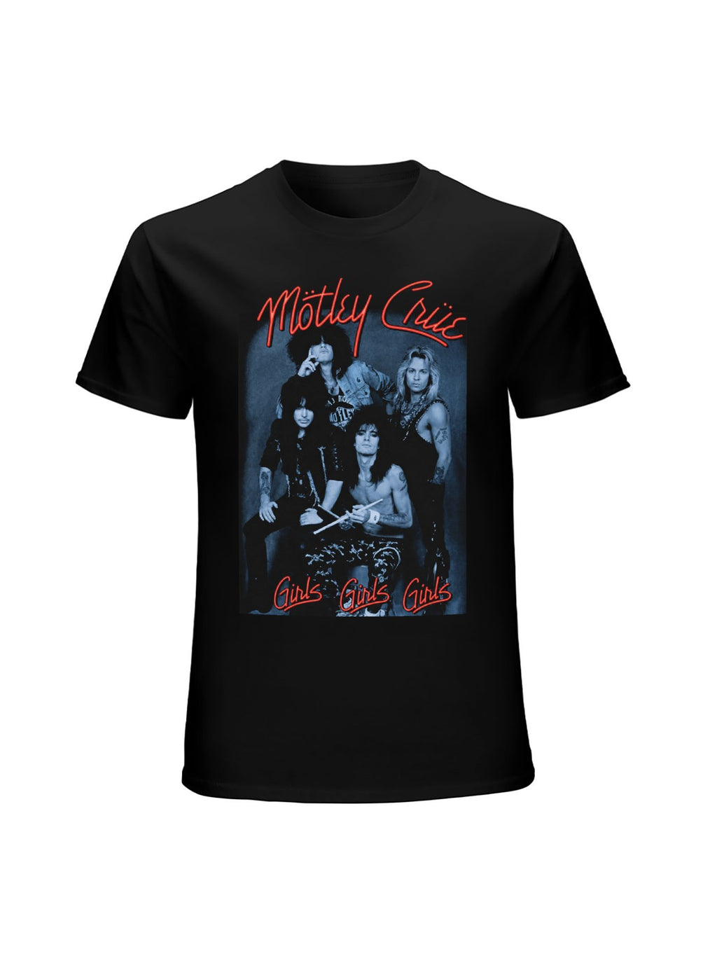 Mötley Crüe Girls Girls Girls Blue Photo Graphic T-Shirt