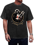 Vintage Washed Double-Neck Guitarist Graphic T-Shirt