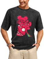 Gorillaz Pink Character and Elephant Graphic T-Shirt