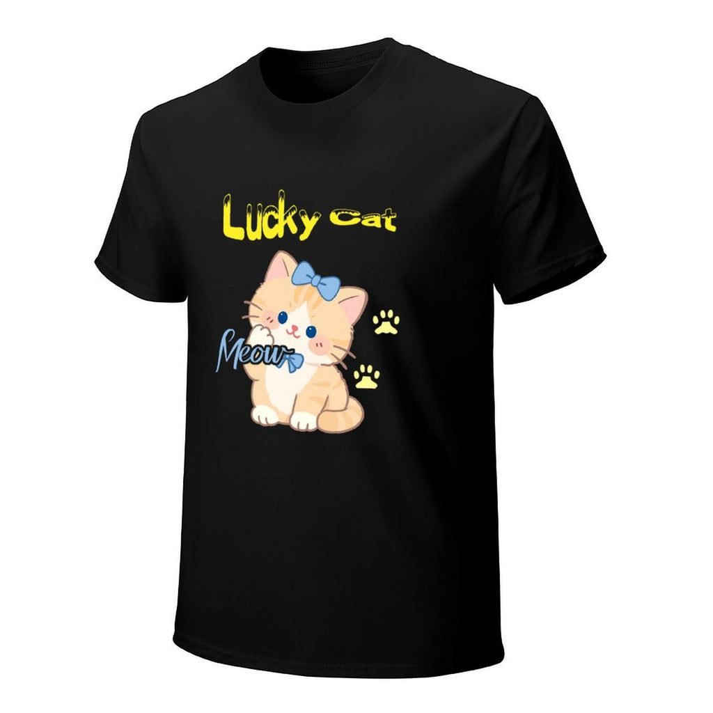 Lucky Cat Graphic Black T-Shirt