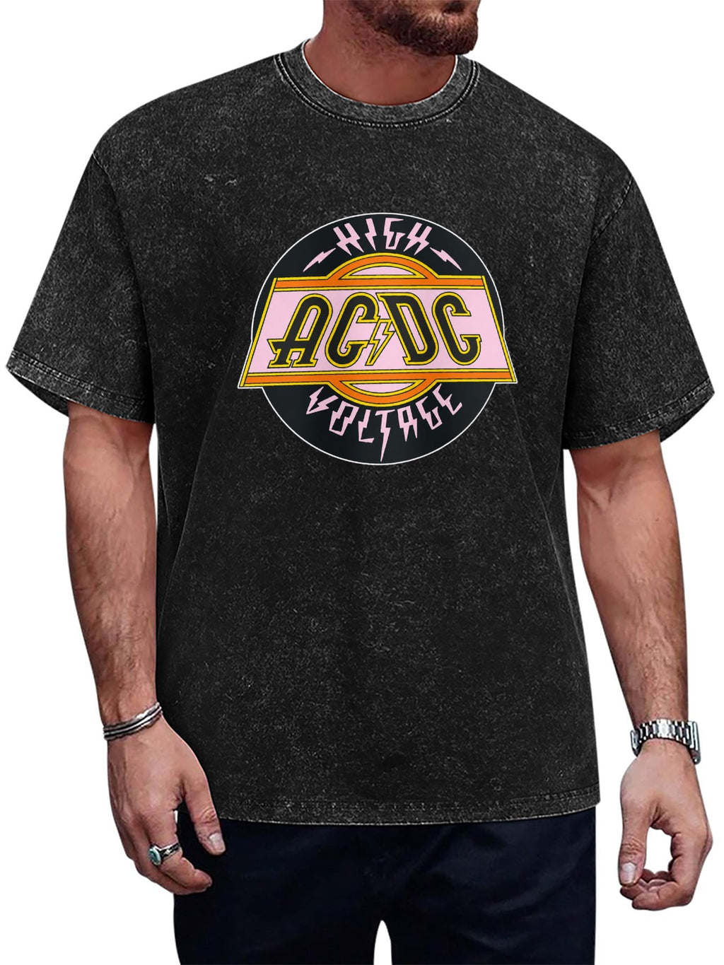 AC/DC High Voltage Pink Emblem Graphic T-Shirt