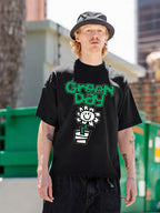 Green Day Smiley Flower Graphic T-Shirt