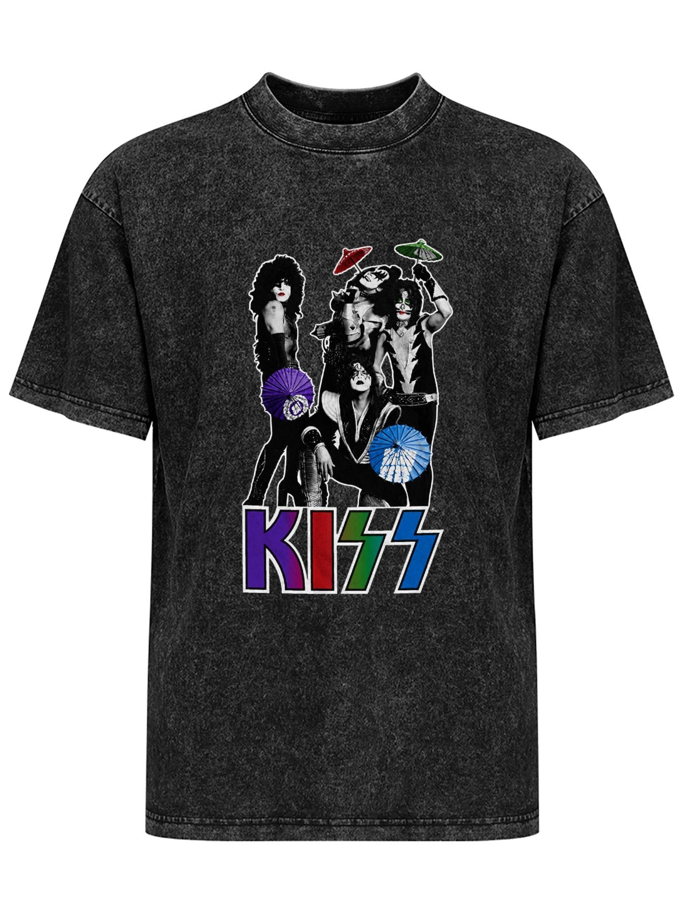 KISS Colorful Parasol Band Portrait Graphic T-Shirt