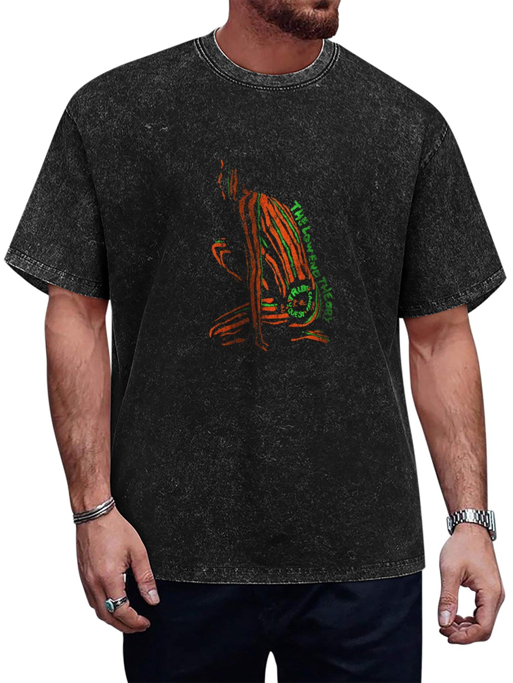 Abstract Line Art Graphic Washed T-Shirt