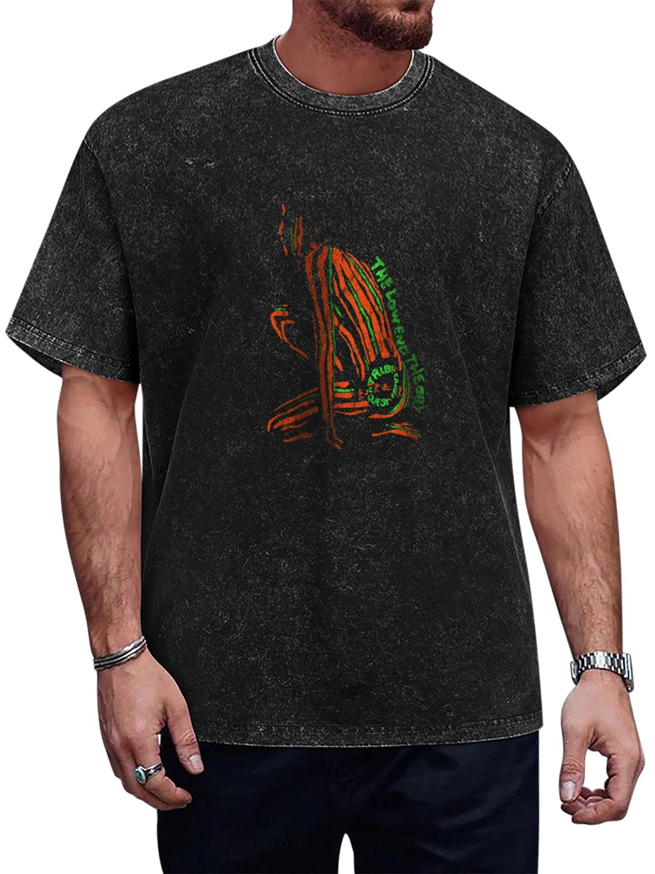 Abstract Line Art Graphic Washed T-Shirt