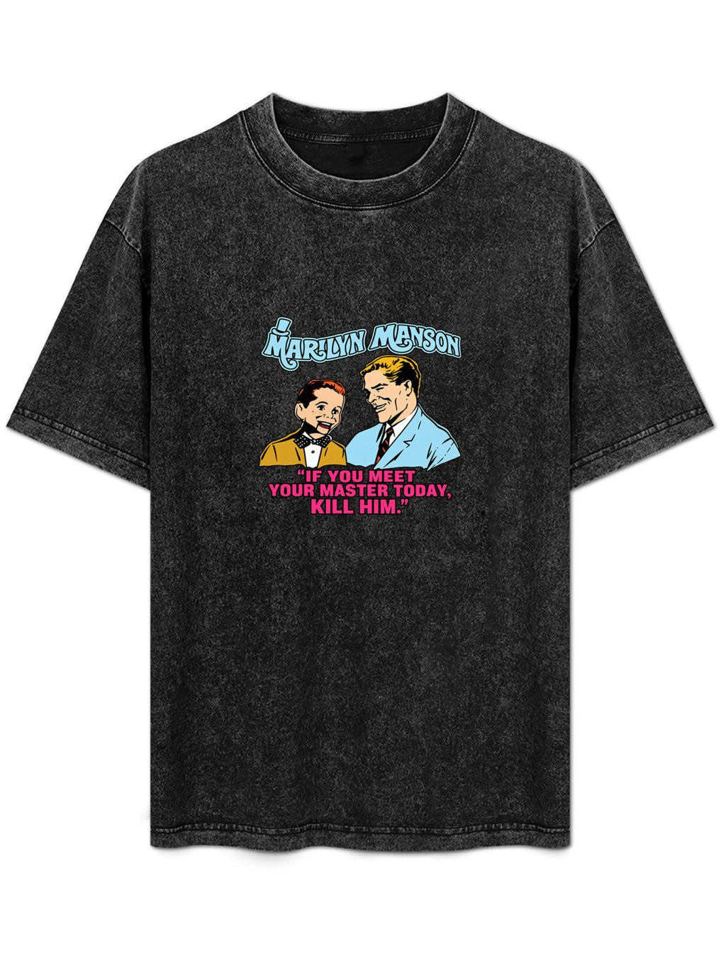 Marilyn Manson Retro Quote Graphic Washed T-Shirt