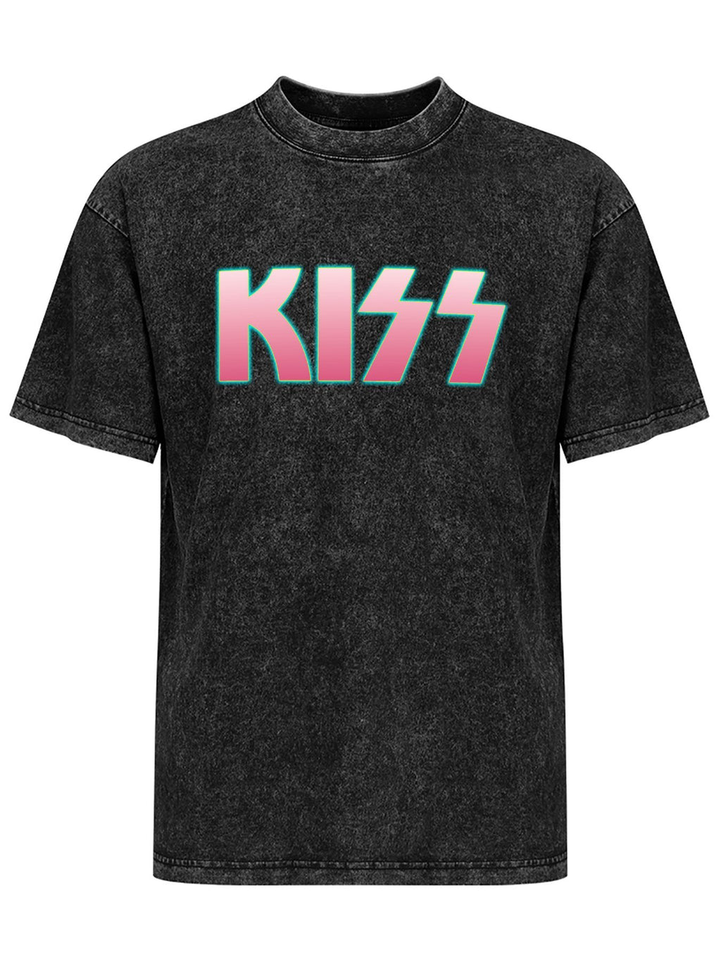 Vintage Washed KISS Pink Gradient Logo Graphic T-Shirt
