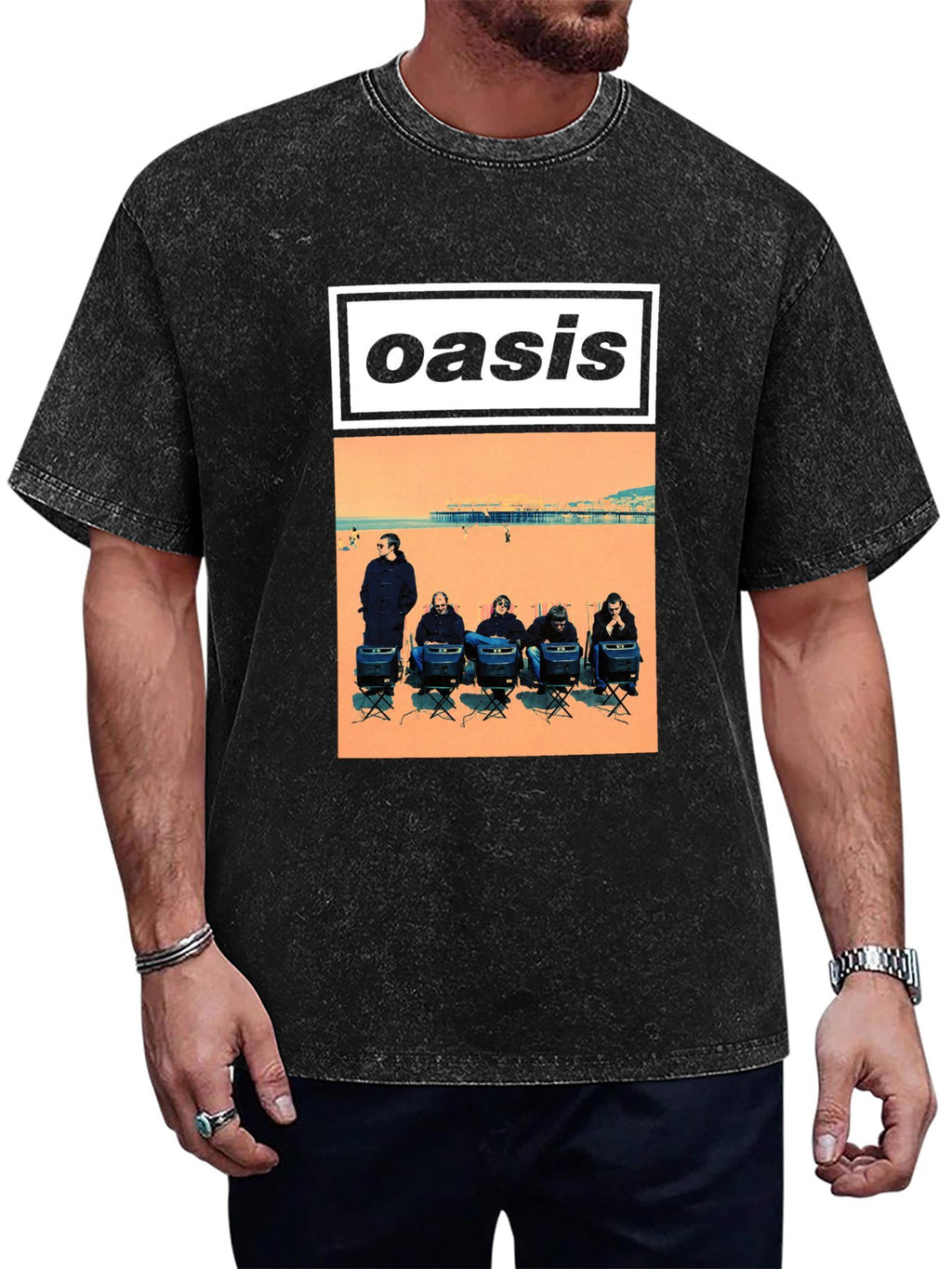 Oasis Beach Band Portrait Graphic T-Shirt
