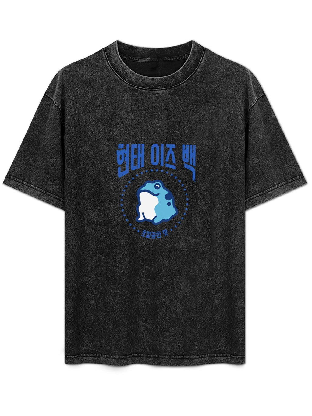 Korean Frog Graphic Washed T-Shirt