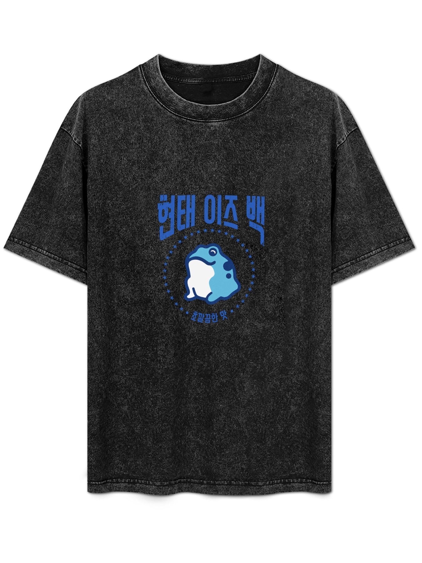 Korean Frog Graphic Washed T-Shirt