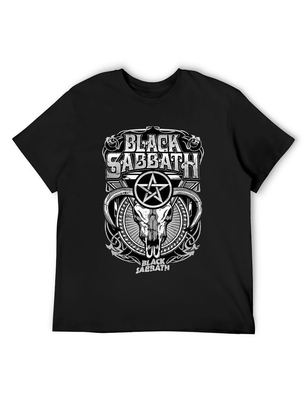 Black Sabbath Horned Skull Pentagram Gothic T-Shirt