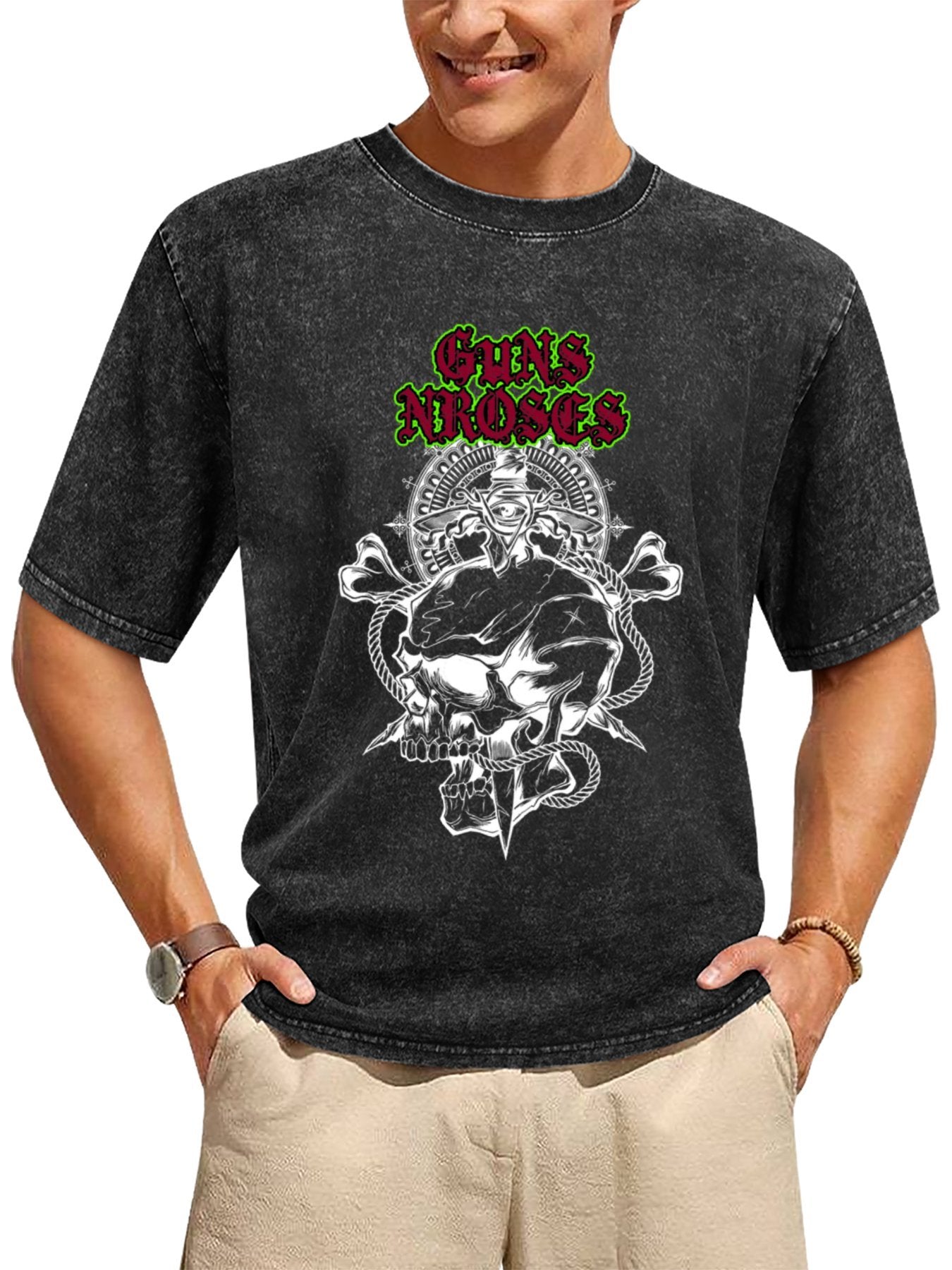 Vintage Washed Guns N' Roses Skull Graphic T-Shirt Secondary image