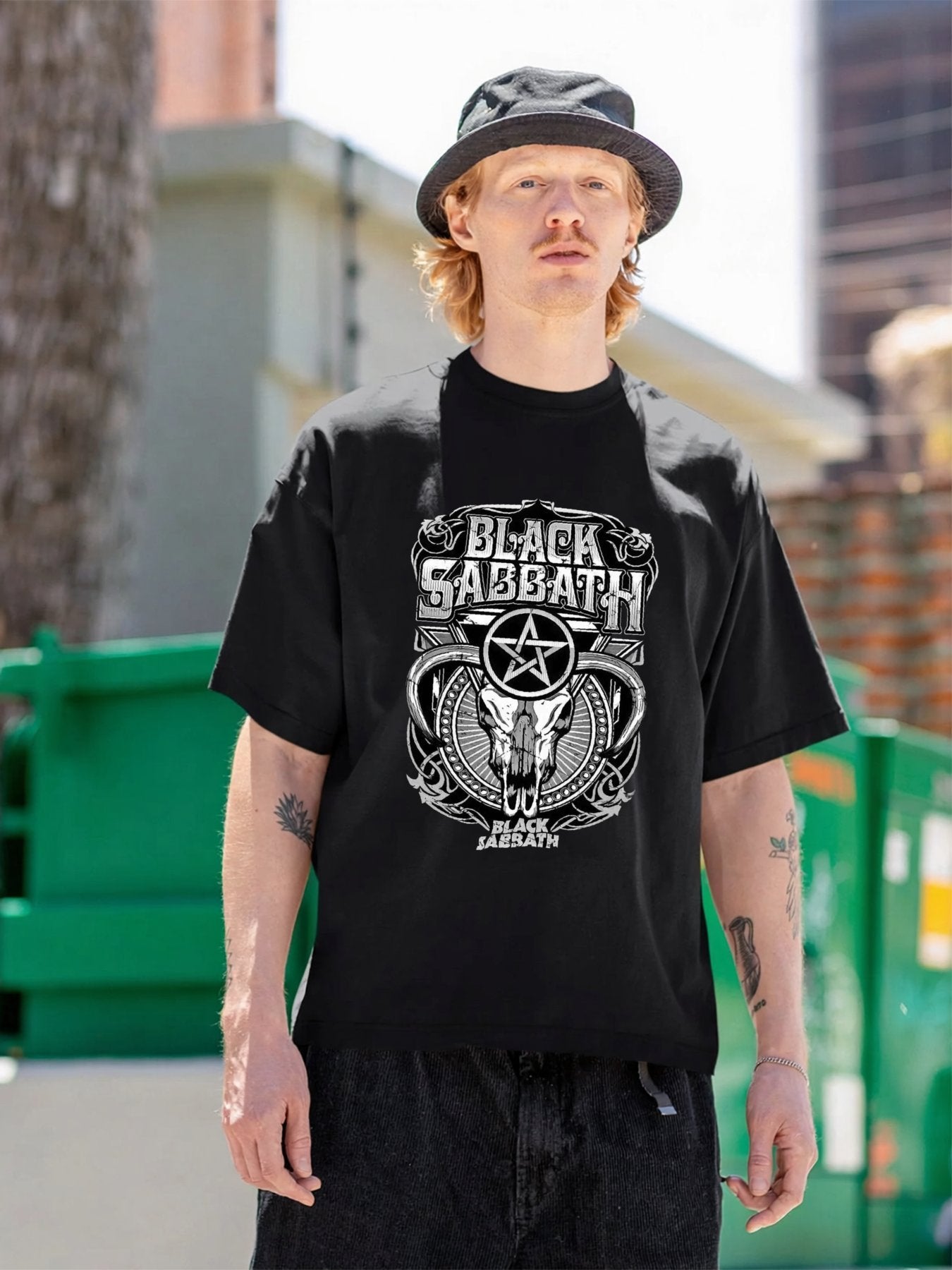 Black Sabbath Horned Skull Pentagram Gothic T-Shirt