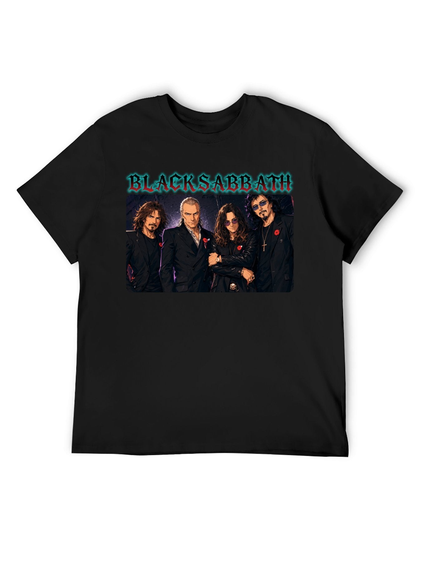 Black Sabbath Illustrated Band Portrait Graphic T-Shirt