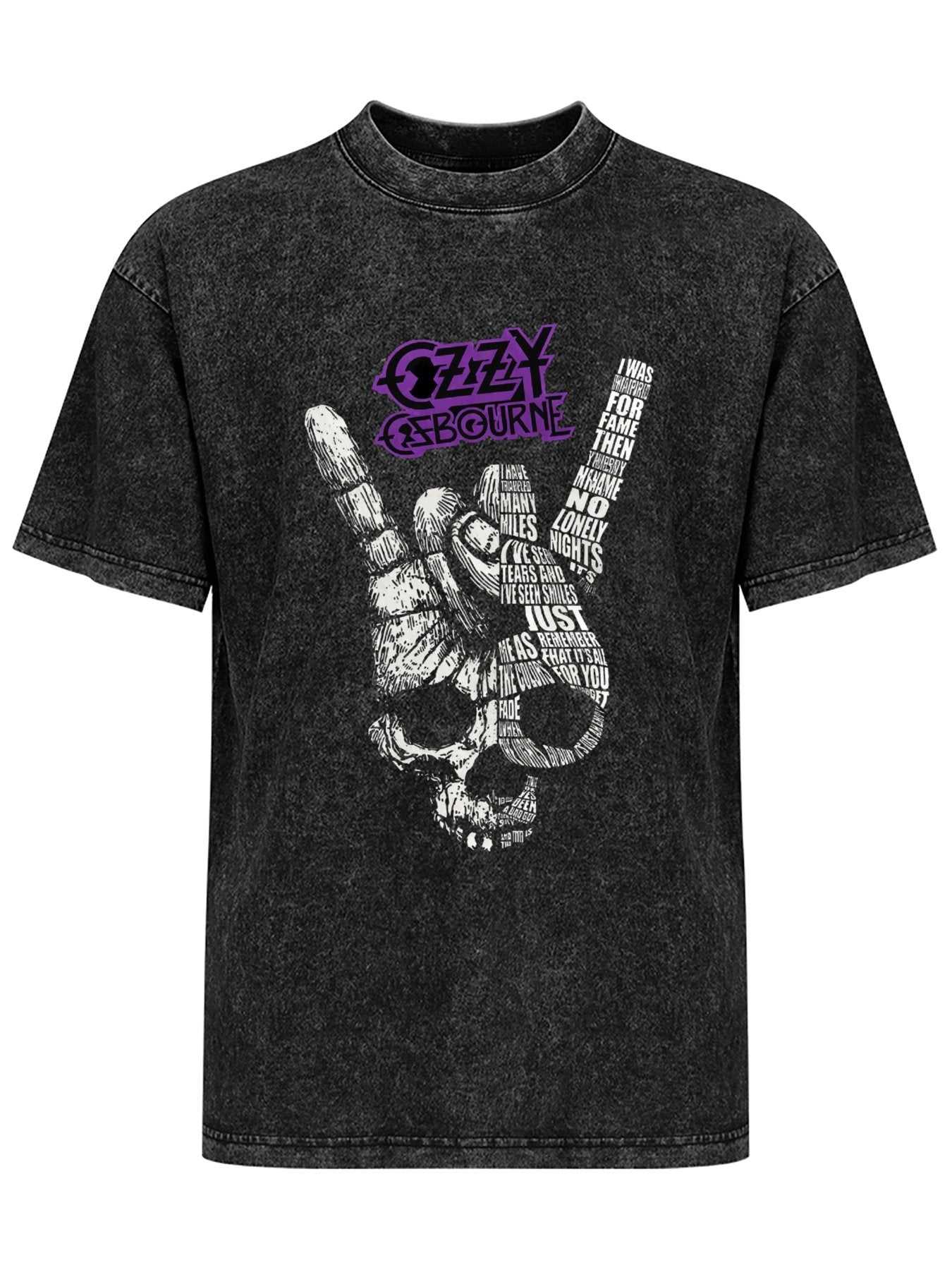 Vintage Washed Ozzy Osbourne Typography Rock Hand Graphic T-Shirt