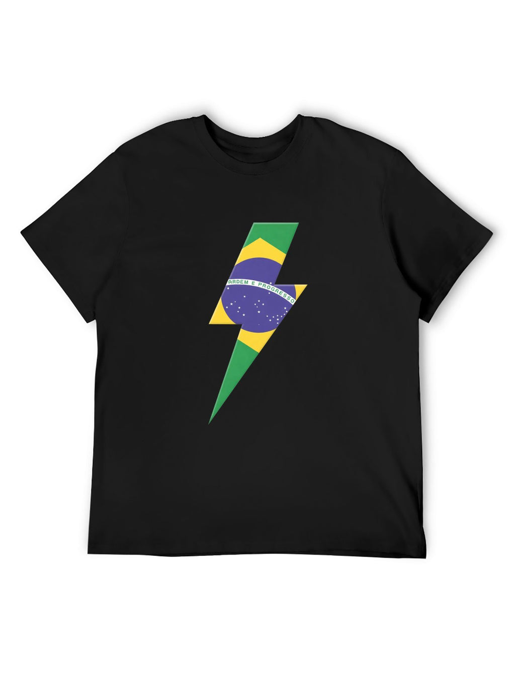 Brazil Flag Lightning Bolt Minimalist Rock T-Shirt