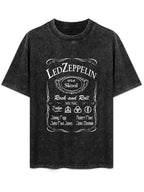 Vintage Washed Led Zeppelin Old School Rock Graphic T-Shirt