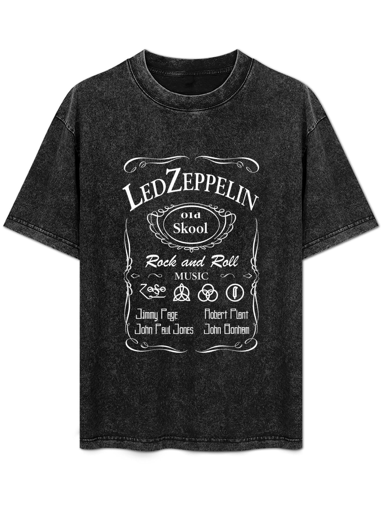 Vintage Washed Led Zeppelin Old School Rock Graphic T-Shirt