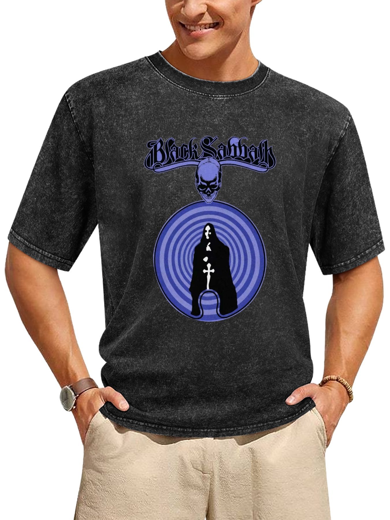 Black Sabbath Purple Spiral Graphic T-Shirt