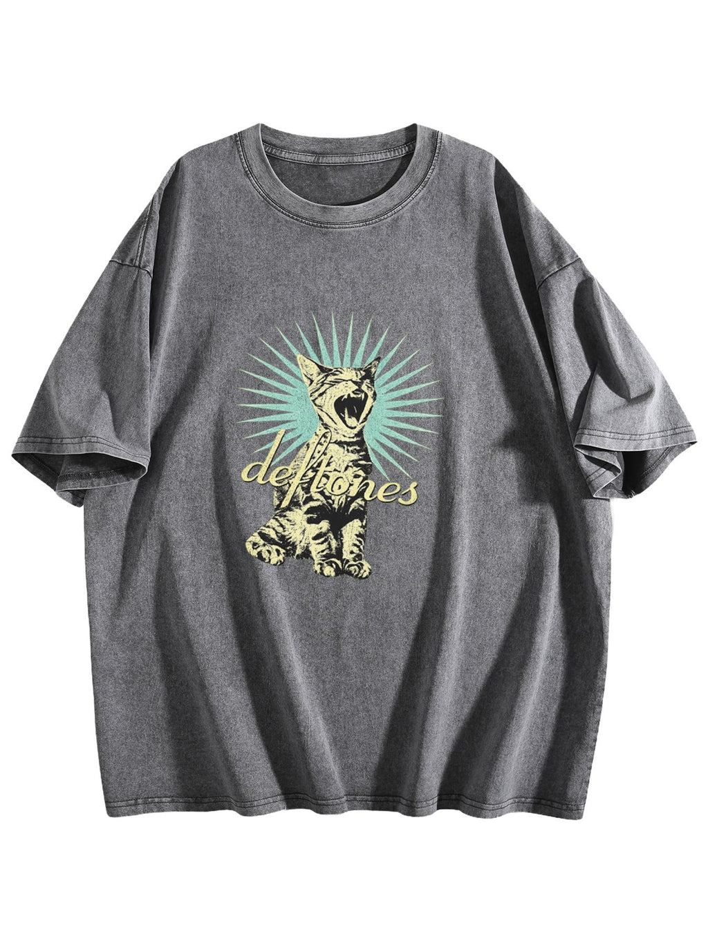 Deftones Cat Graphic Washed T-Shirt